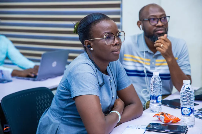 Audience paying attention during the AI-Integration Workshop by Kevin Fomengia at the Ghana AI Workshops organised by Bridgelabs