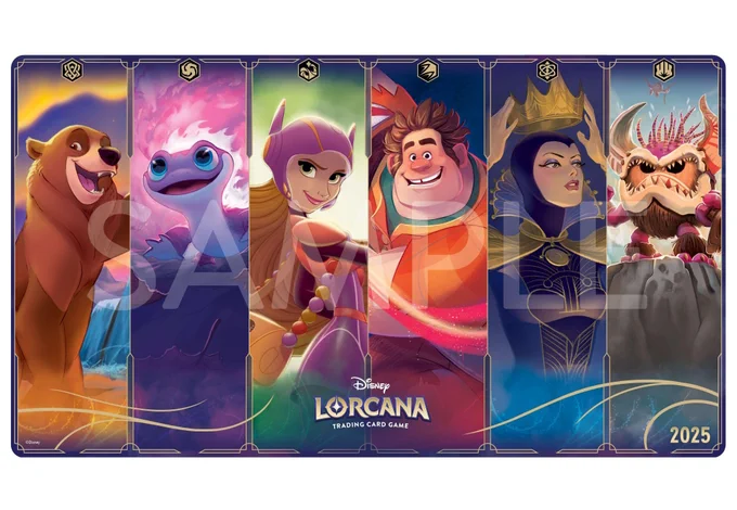 Image shows the 2025 convention exclusive playmat  which is first prize in the Lorcana Core Constructed event at Tabletop Scotland. More information at the link.