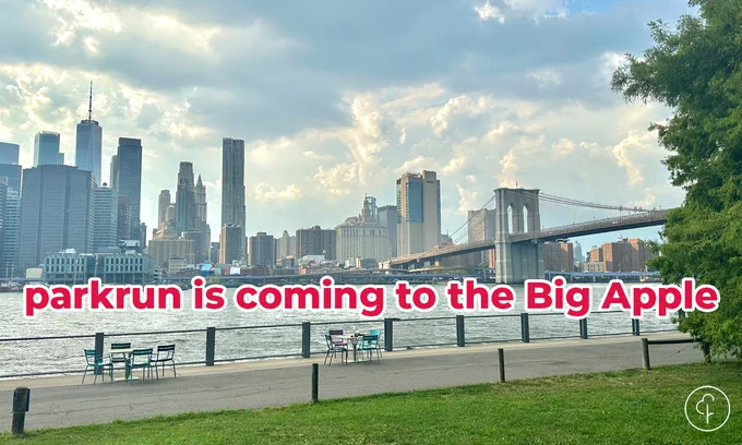 Image of location of Brooklyn Bridge parkrun with the following text on top - parkrun is coming to the Big Apple.