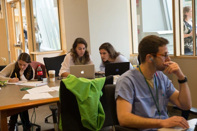 Student studying in Dana Health Sciences Library