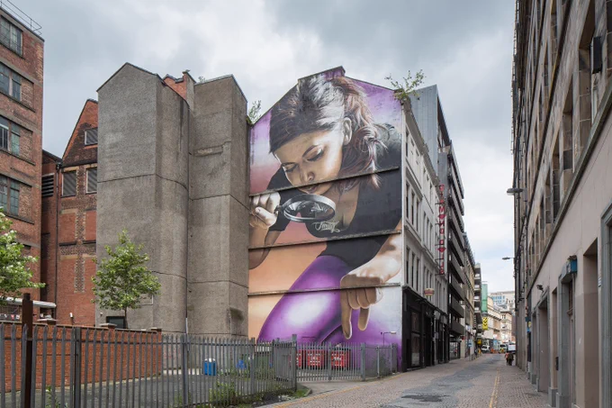 The Honey... I Shrunk The Kids mural on Mitchell Street, part of the Glasgow City Centre Mural Trail.