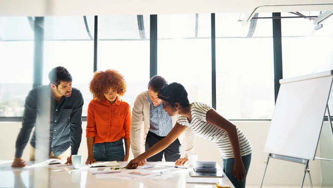 Group of people collaborating on a project
