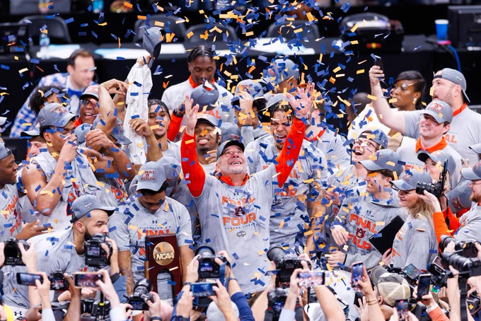 The 2024-25 team celebrating their 2025 Final Four berth 