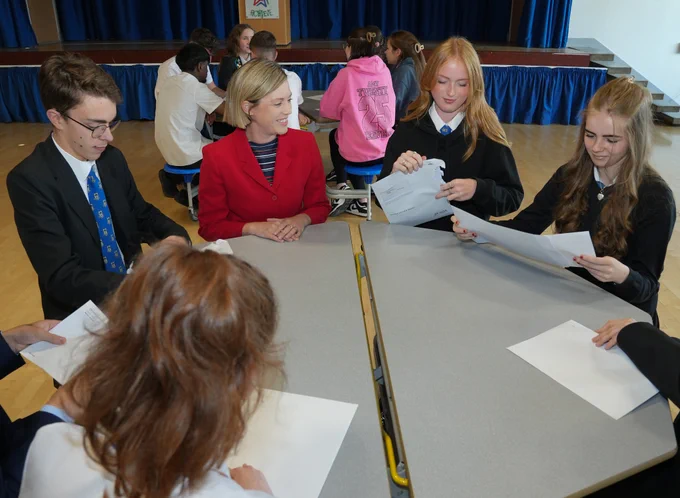 Education Secretary Jenny Gilruth meets learners at King's Park Secondary School for SQA Results Day 2025