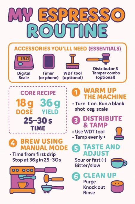 An espresso routine/ guide poster