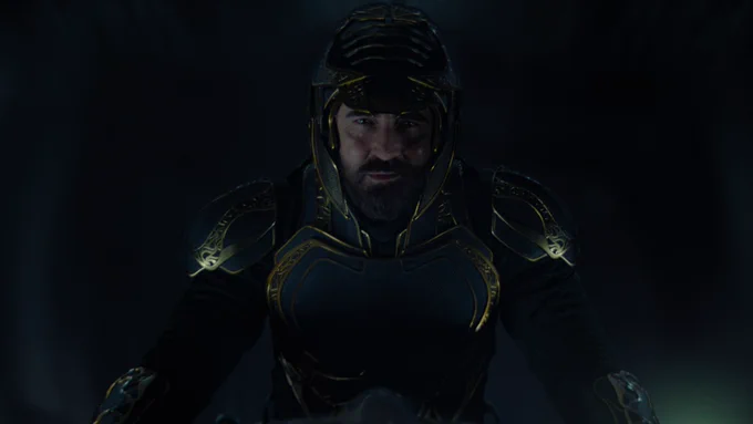 Lee Pace as Brother Day driving off into the distance.
