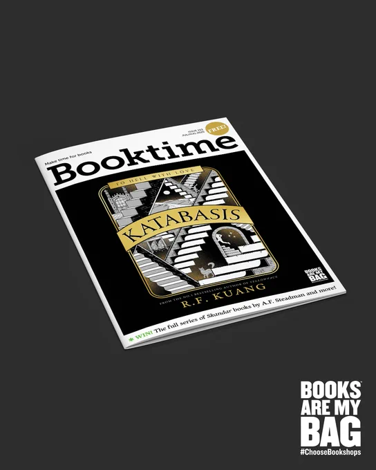 Grey banner featuring the cover of the July & August issue of Booktime magazine.