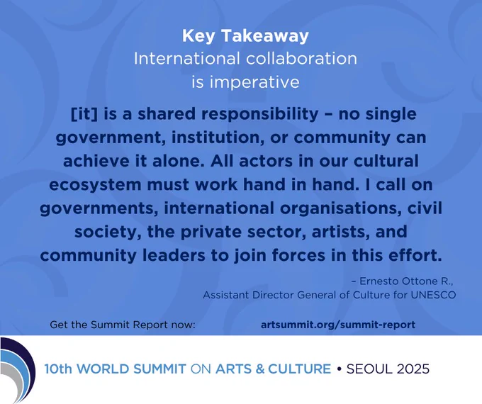 A graphic with the text: Key Takeaway International collaboration is imperative
