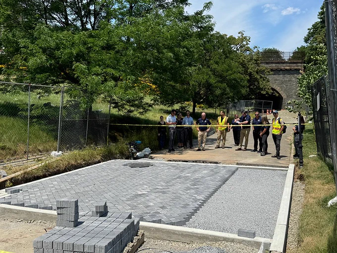 permeable pavement project at The Green-Wood Cemetery in New York City 