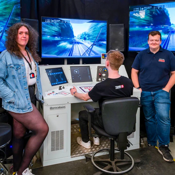 ProCab Simulators and Train Sim World in the STEM Hub at The Greatest Gathering held in Alstom's Derby Litchurch Lane Works, UK
