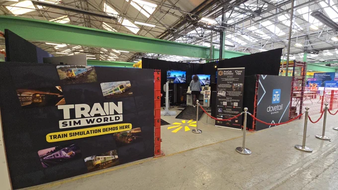 ProCab Simulators and Train Sim World in the STEM Hub at The Greatest Gathering held in Alstom's Derby Litchurch Lane Works, UK
