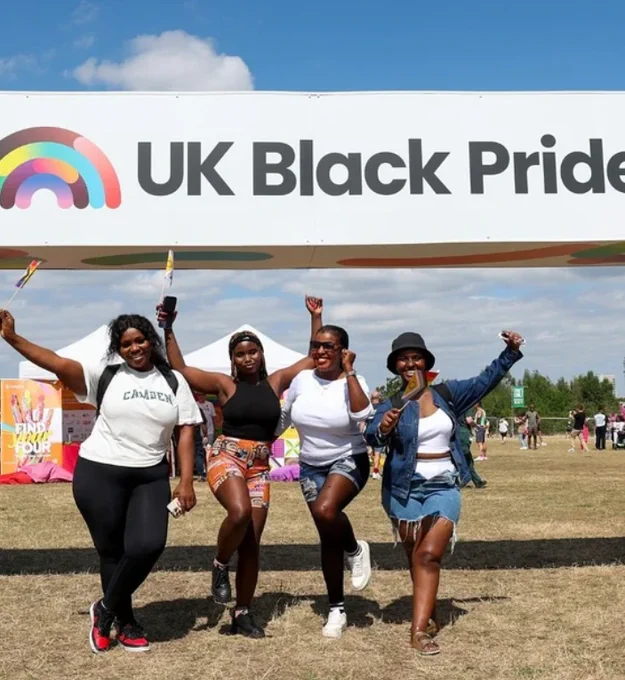 People celebrating UK Black Pride.