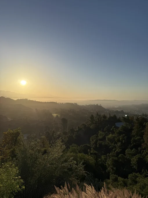 Vu du lever de Soleil sur Los Angeles depuis l'observatoire de Griffith
