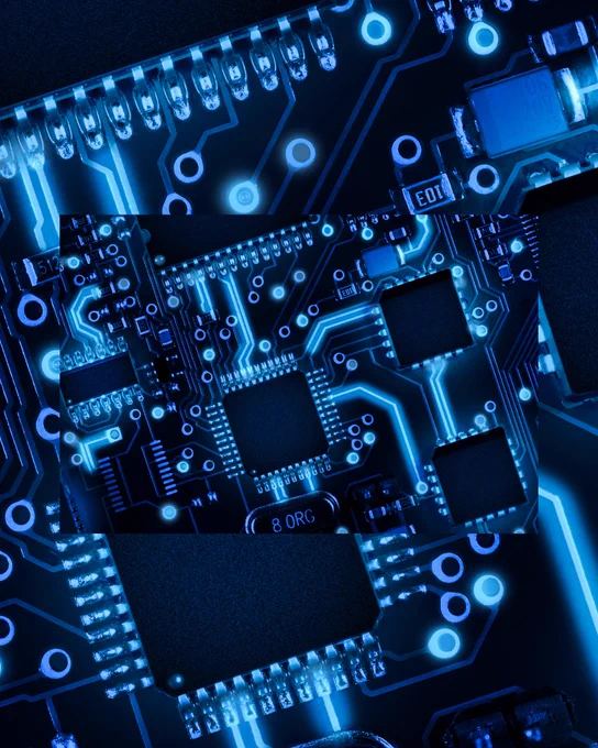 Close-up view of circuitboard.