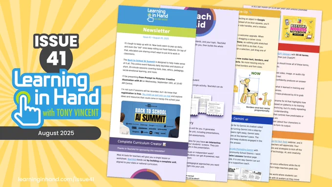 Graphic showing thumbnails of the contents of Issue 41 of the Learning in Hand Newsletter

