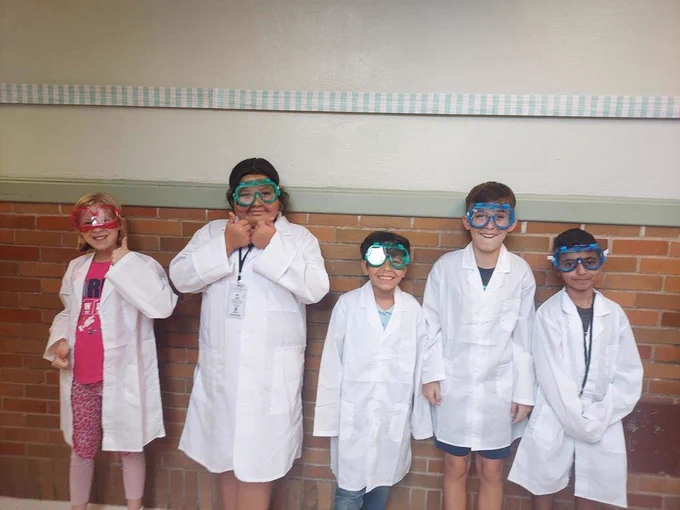 Students showing their lab safety gear! 