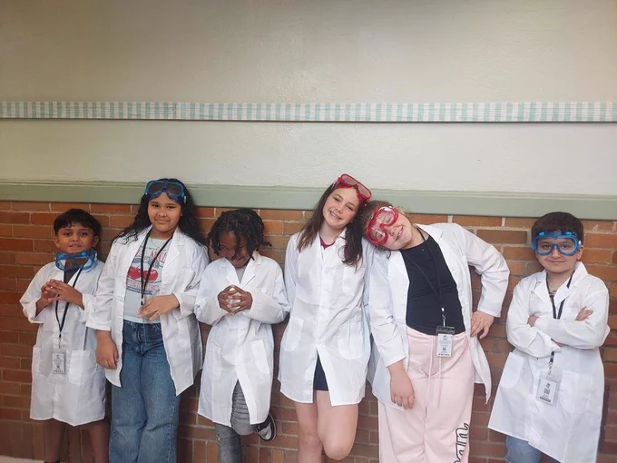 Students showing their lab safety gear! 