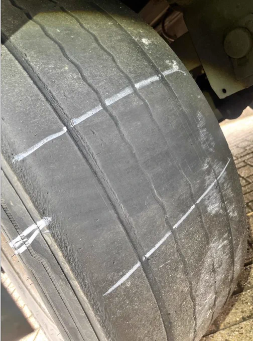 HGV tyre with no tread
