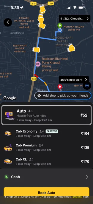 Rapido charging 52 rupees for the same Auto ride as Uber