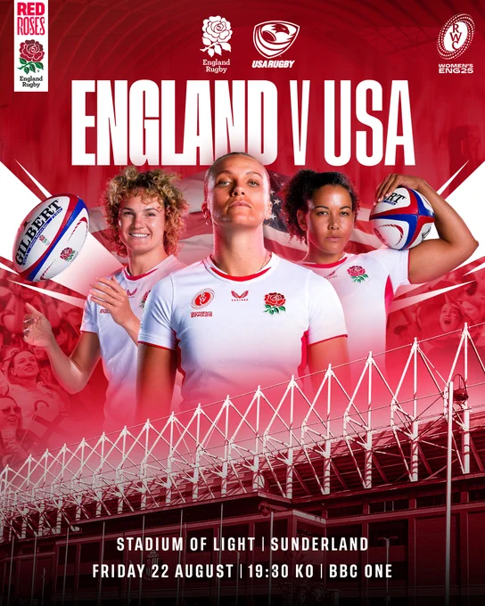 England v USA gameday graphic. Stadium of Light | Sunderland | Friday 22 August | 19:30 KO | BBC One