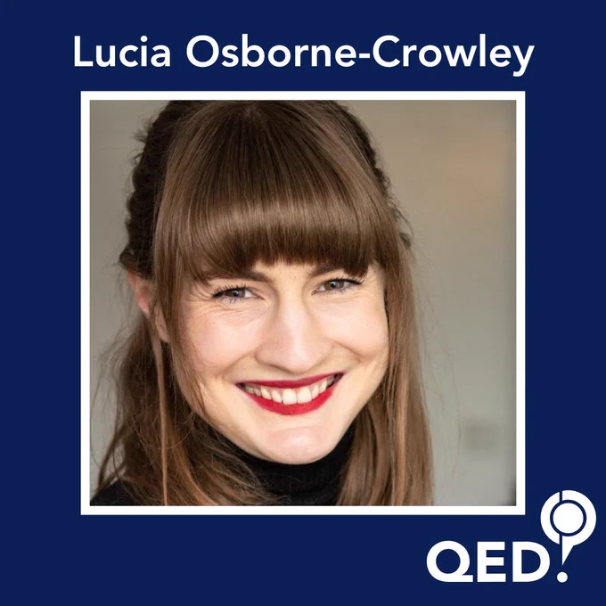 A graphic with a photograph of Lucia Osborne-Crowley