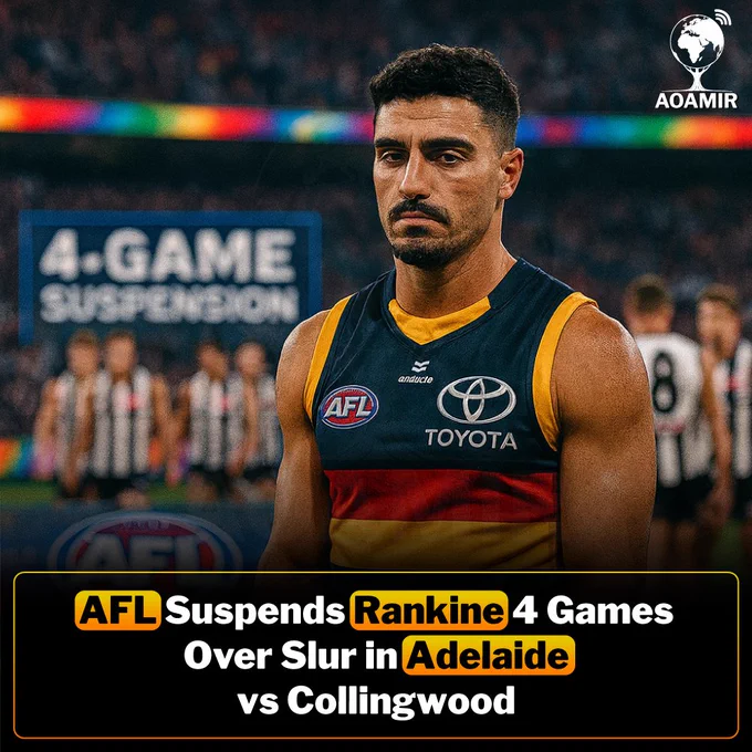 Adelaide Crows star Izak Rankine has been suspended for four matches after using an inappropriate comment during the Crows vs Collingwood game. Rankine has expressed remorse and apologized to the player involved. He will also undertake further Pride In Sport training to learn and grow from the incident. The AFL continues to emphasize respect and inclusivity in the game.

Disclaimer: This image is AI-generated and used for illustrative purposes only.

#AFL #IzakRankine #AdelaideCrows #Collingwood #RespectInSport #Inclusion #FairPlay #PrideInSport
