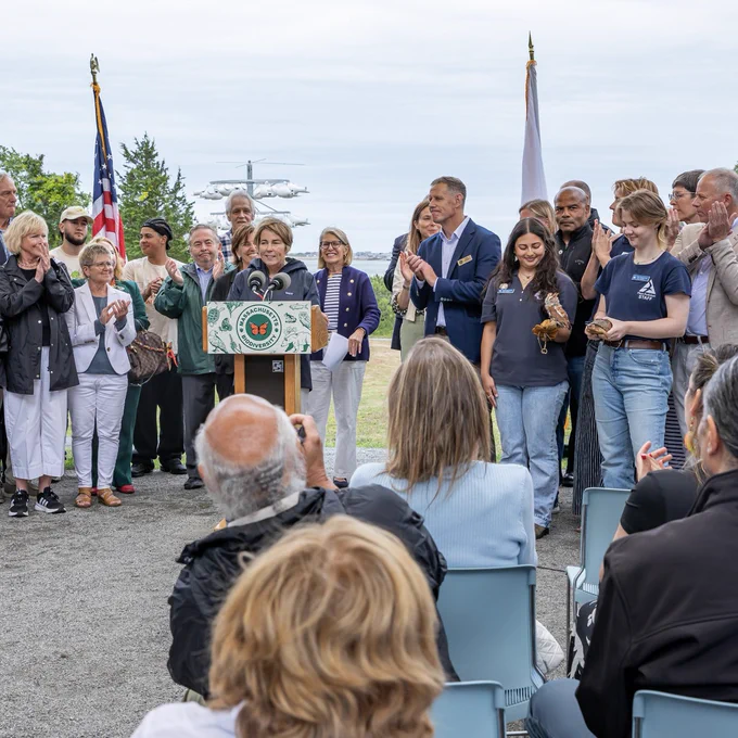 Governor Healey at biodiversity announcement.