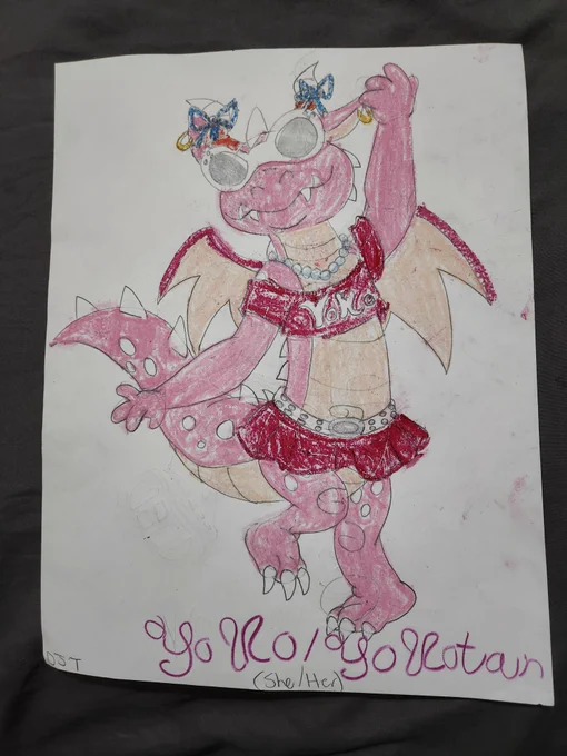 Yoko-tan is a pink dragon who is bubbly, yet vain. She is the twin sister of Yumi who resided in Japan to pursue a singing career.  She blew up in popularity and let the fame go to her head. Yoko isn't kind to her twin sister, often mocking her for her so-called laziness and inactivity. They often butt heads, and it seems there's no stop to their sibling rivalry.