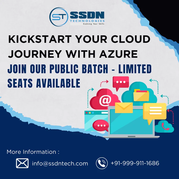 Do you feel left behind as organizations rapidly move to the cloud? Without the right skills, career growth in today’s IT industry can be challenging.
 
🚀 That’s why SSDN Technologies, recognized as the Best IT Training Company, brings you the Azure Public Batch – designed to help you gain in-demand skills and hands-on experience with real-world projects.
Whether you’re just starting your cloud journey or looking to upgrade your skills, our certified trainers will guide you every step of the way.
 
We are also trusted by enterprises as the Best Corporate Training Company, helping professionals and teams master Microsoft Azure for organizational success.
 
📅 Batch Details:
👉 Weekday Batch: 15th Sep – 24th Sep
👉 Weekend Batch: 6th Sep – 28th Sep