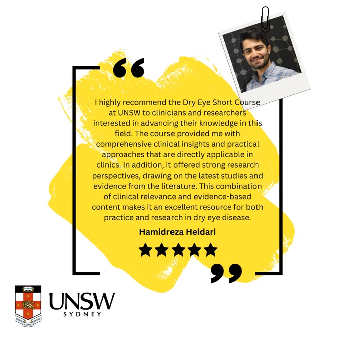 Testimonial for the dry eye disease short course 