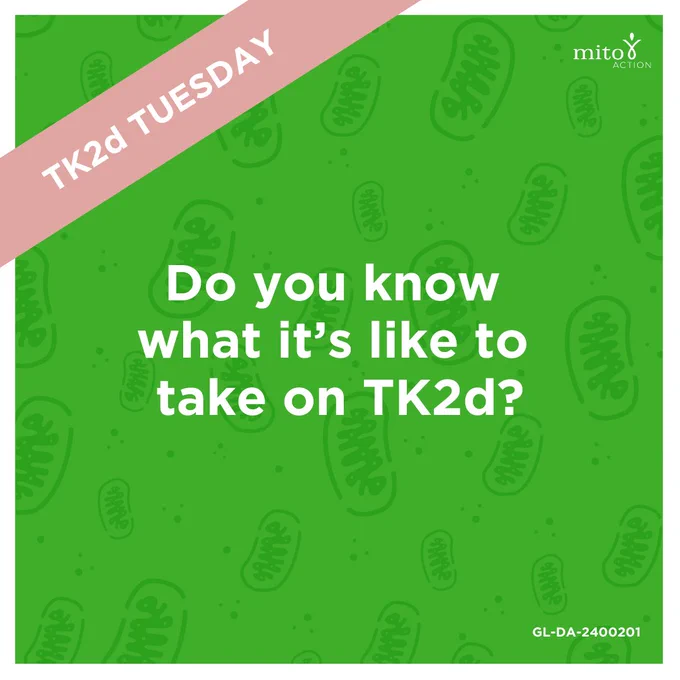 Graphic with text: TK2d Tuesday. Do you know what it’s like to take on TK2d? MitoAction logo in corner.