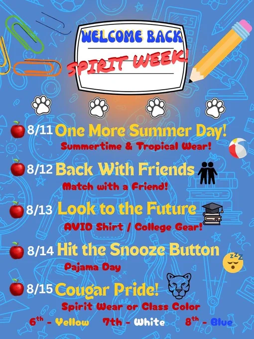 Welcome Back Spirit Week