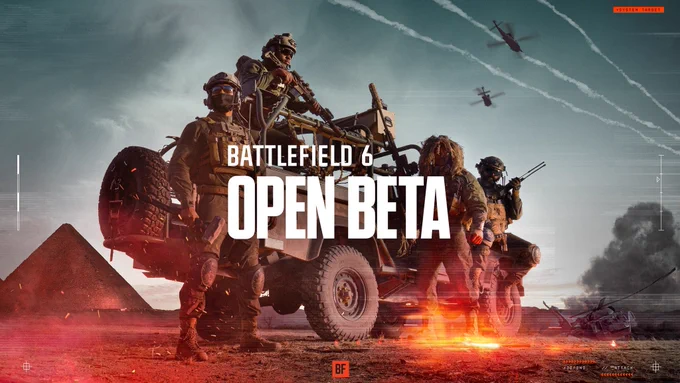 Battlefield 6 open beta, featuring several troops driving a vehicle.