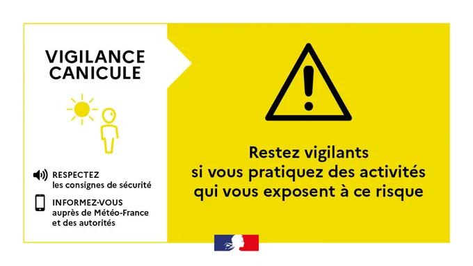 Le département de la Loire-Atlantique est placé en vigilance jaune canicule à compter de ce lundi 11 août à 12h00.
⚠️ La chaleur nous concerne tous, soyons prudents et pensons à nous protéger !