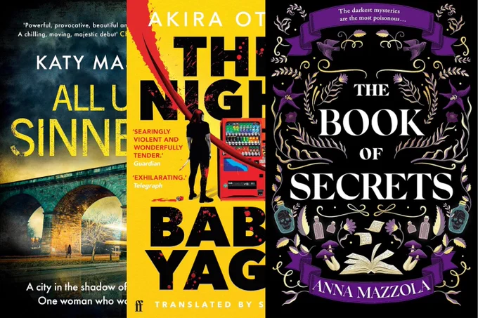 Book covers. (L-R) All Us Sinners by Katy Massey. The Night of Baba Yaga by Akira Otani. The Book of Secrets by Anna Mazzola.