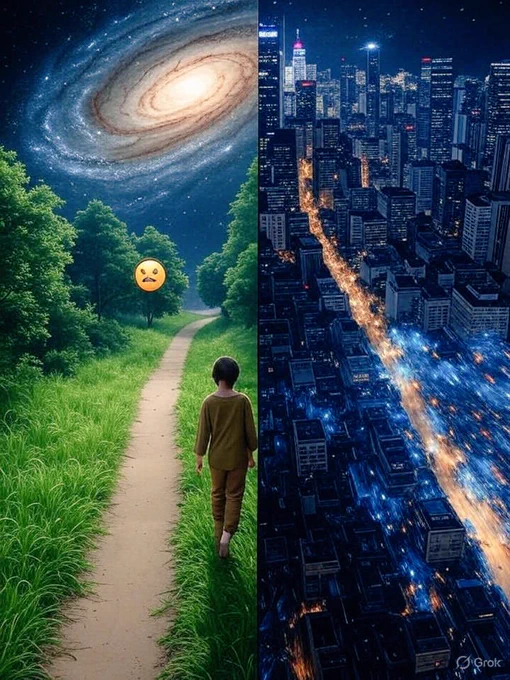 In this image dr manish shyamkul is showing a man walking peacefully on the path and side by side another image of a man walking in the busy traffic but the question that dr manish shyamkul is asking on x is ..either ways one has to walk the path..which ever it may be .does one walk it mindfully or not ..
@Keerti So very true ...if it's probably predestined...then did u walk ur path peacefully also called 'mindfully' or in a chaos called 'misunderstood life'? What’s your take? Do reply! 🌱
#PredestinedPath #MindfulWalk #SelfInquiry #SpiritualAwakening #BePresent #InnerPeace #Mindfulness #WednesdayWisdom #Philosophy #DeepThoughts #Consciousness #AwakenNow #TruthSeeker #LifeLessons #Enlightenment #Advaita #Zen #SpiritualJourney #ShareYourPath #Wisdom #Awareness #NonDuality #MoojiInspired #Meditation #SoulSearch