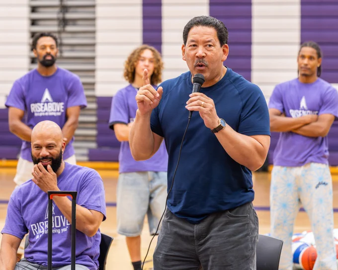  Mayor Harrell at the Rise Above basketball clinic 