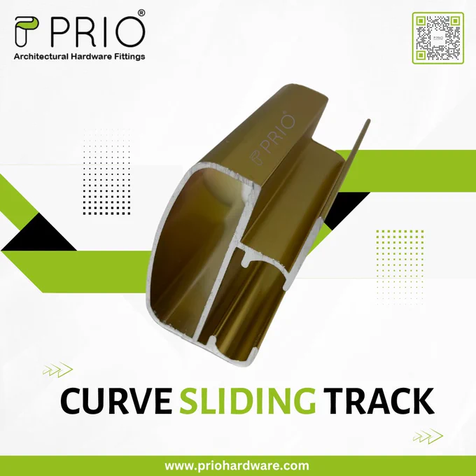 Prio Hardware curved sliding rail for smooth door movement.