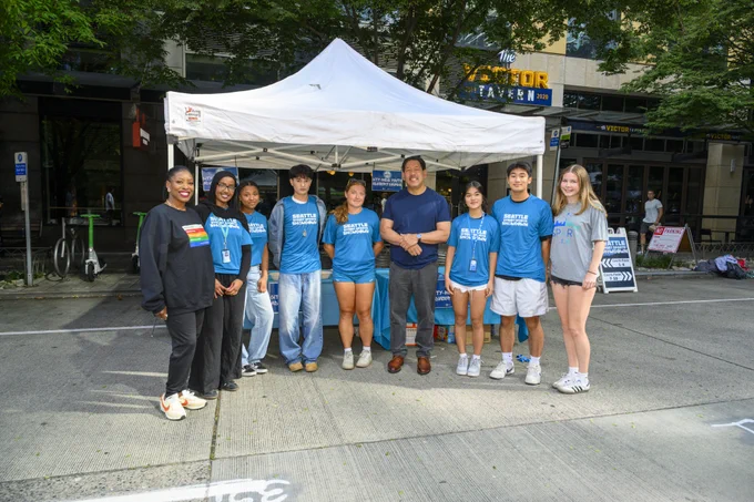 Group photo with Mayor Harrell at the 3rd annual Seattle Street Sports Showdown