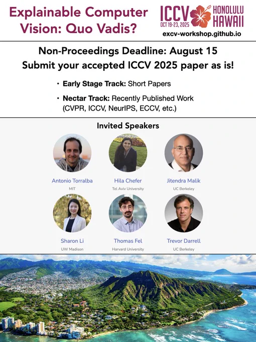 eXCV Workshop at ICCV 2025, Submission deadline August 15.
