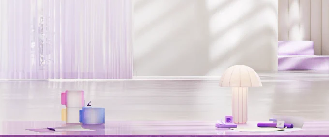 Picture of desk shaded in purple