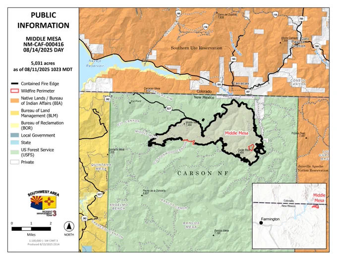 Middle Mesa Public Information Map for August 14th