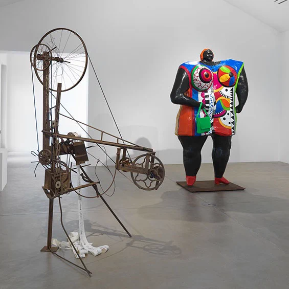 Niki de Saint Phalle & Jean Tinguely. Myths & Machines, installation view, Hauser & Wirth Somerset, 2025. © Niki Charitable Art Foundation. All Rights Reserved, DACS 2025. © Jean Tinguely, DACS 2025. Photo: Ken Adlard. Courtesy the artists and Hauser & Wirth.