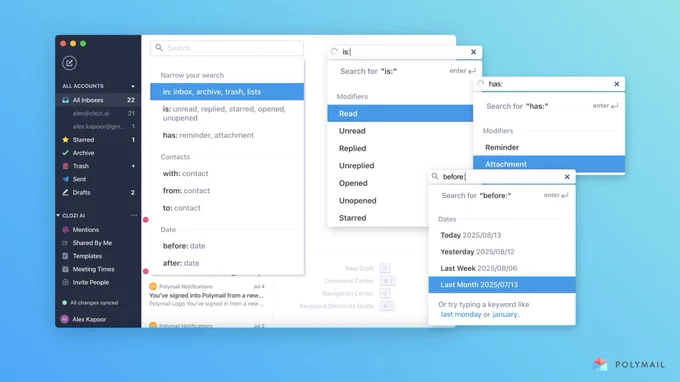 Polymail - Advanced Search