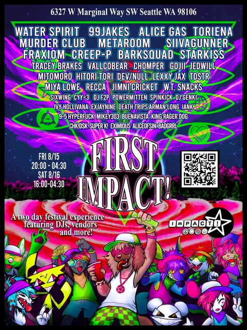 Flyer for first impact rave in Seattle