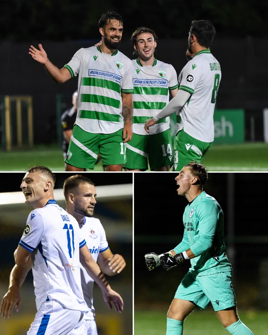 The New Saints, Penybont and Trethomas Bluebirds celebrate. 