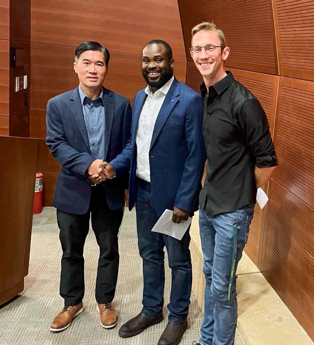 Hien Nguyen, Fuad Usman, and Charlie Fehl in Schaap Hall