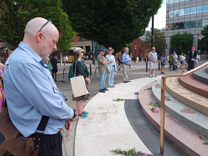 Remembering the dead around the Peterloo Memorial 