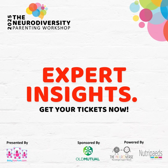💙 Three powerful reasons to join us at the Neurodiversity Parenting Workshop 💙 This is your space to gain insight, feel understood and leave with strategies that work. You don't want to miss out, get your tickets today!   This year’s Neurodiversity Parenting Workshop is brought to you by BabyYumYum and sponsored by @OldMutualSA  partnership with The Neuroverse and Nutripaeds