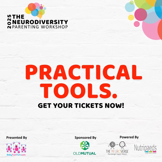 💙 Three powerful reasons to join us at the Neurodiversity Parenting Workshop 💙 This is your space to gain insight, feel understood and leave with strategies that work. You don't want to miss out, get your tickets today!   This year’s Neurodiversity Parenting Workshop is brought to you by BabyYumYum and sponsored by @OldMutualSA  partnership with The Neuroverse and Nutripaeds